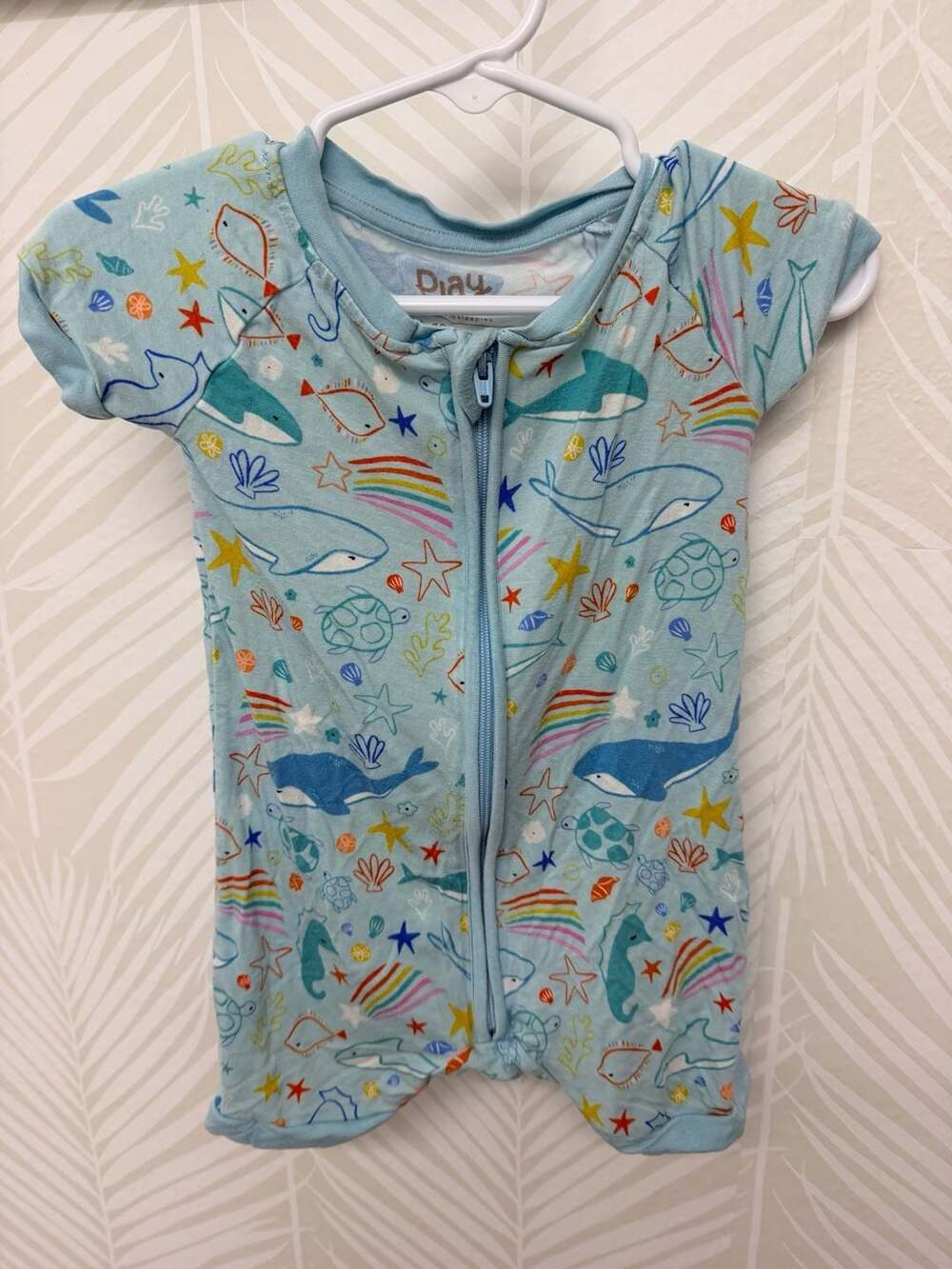 Little Sleepies Ocean Pals Shorty Zippy Romper 6/12m